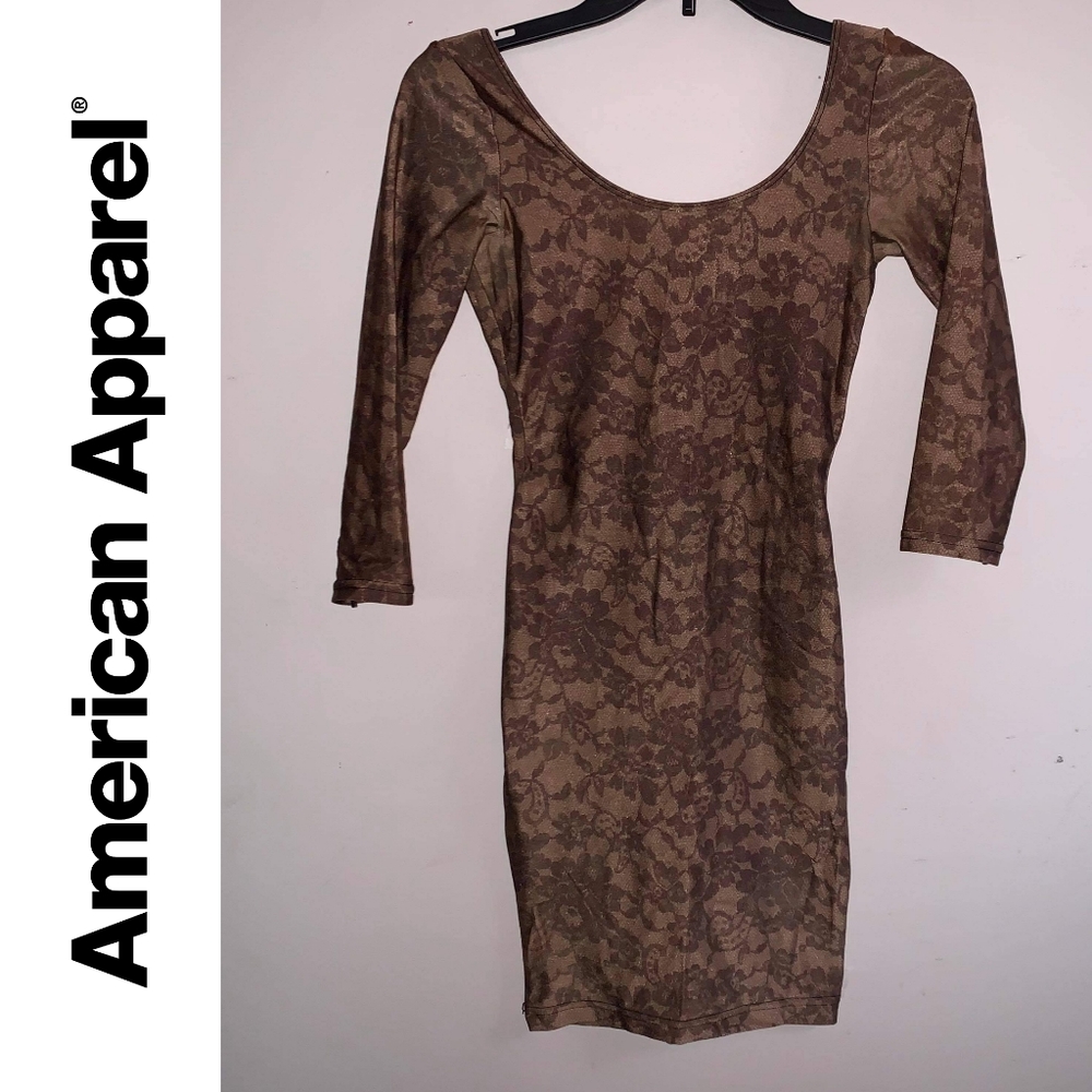 American Apparel Gold & Brown Dress